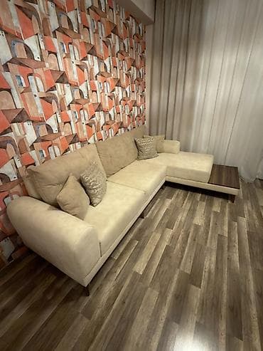 mebel ustu: Bej rəngli L‑şəkilli künc divanı - Stil: müasir, minimal xətləri və — 4
