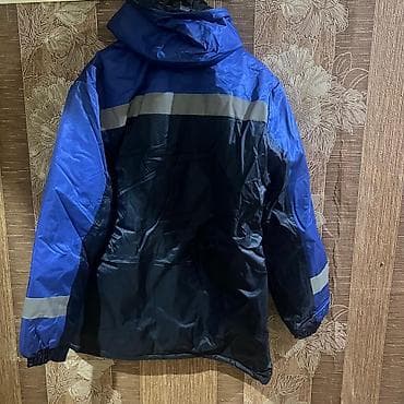 İş geyimi/parka tipli qışlıq gödəkçə - Rəng: tünd mavi + göy, ön və