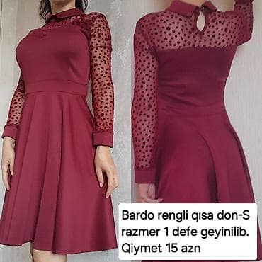 Bordo rəngli qısa don. S ölçü. Üst hissədə xırda dekolteli düyməli