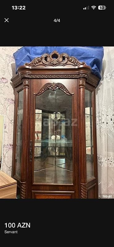 ucuz stular: Klassik üslubda vitrin-servant - Material: tünd qoz rəngli korpus — 4