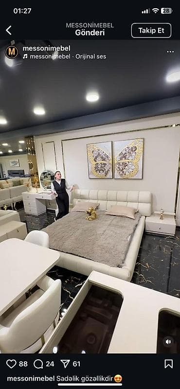 Ağ rəngdə modern yataq otağı mebel dəsti - Zərif minimalist dizayn