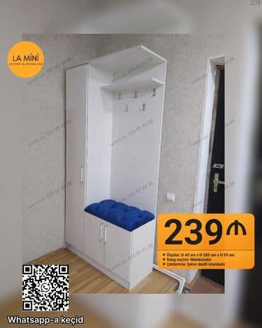 стильная прихожая мебель: Düz dolab, Dəhliz üçün, Paltar üçün, Açılan, Korpuslu, 2 qapılı — 1