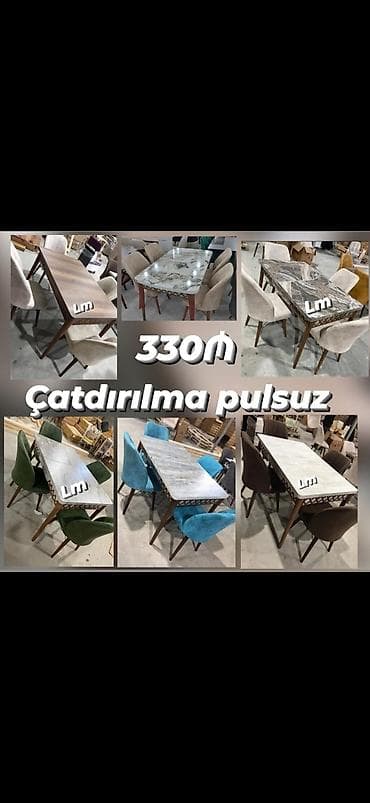 quxna mebeli: *Masa dəsti* 💥 _🇹🇷 *TÜRK FABRİKA🇹🇷*_ _*ENDİRİMLƏ*_ : *330 ₼* 💃🏻 — 1
