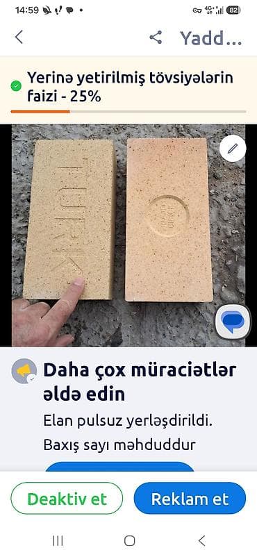 Oda davamli.kərpiclər lalafo.az -da Oda davamli.kərpiclər