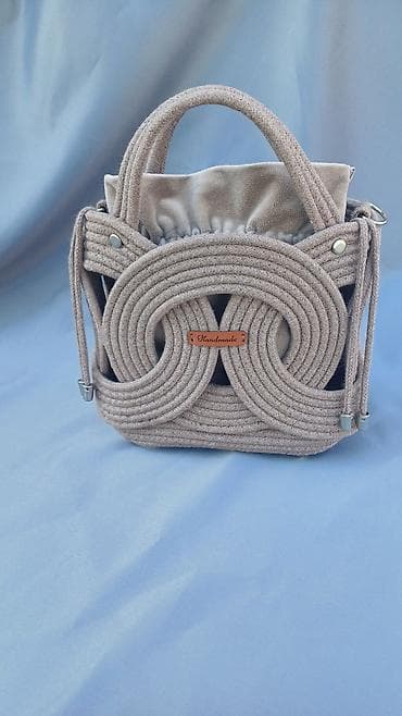 handmade: Məhsul: Əl işı – ip kordon dizaynlı çanta - Material: qalın toxumalı — 6