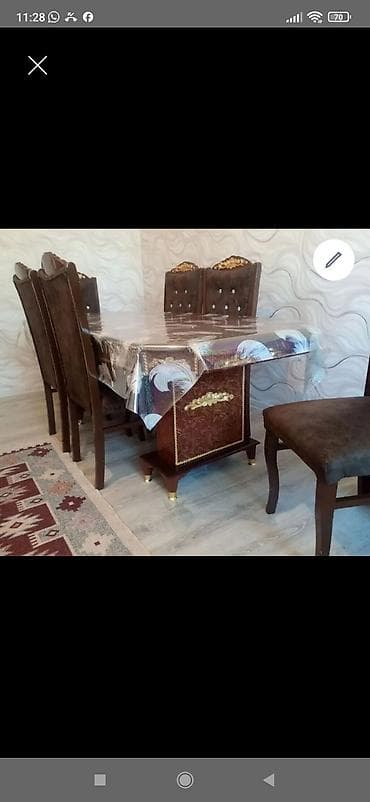 Qonaq otağı üçün, Açılmayan, Dördbucaq masa, 6 stul lalafo.az -da Qonaq otağı üçün, Açılmayan, Dördbucaq masa, 6 stul