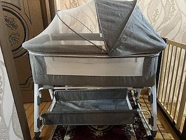 Beşiklər: Oğlan və qız üçün, İşlənmiş, Dördbucaq, Beşik, Matras ilə, Yellənmə mexanizmsiz — 3