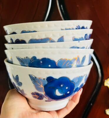 Блюда для тортов и сладостей: Миски, Набор из 6 шт., цвет - Синий, Фарфор, СССР — 1