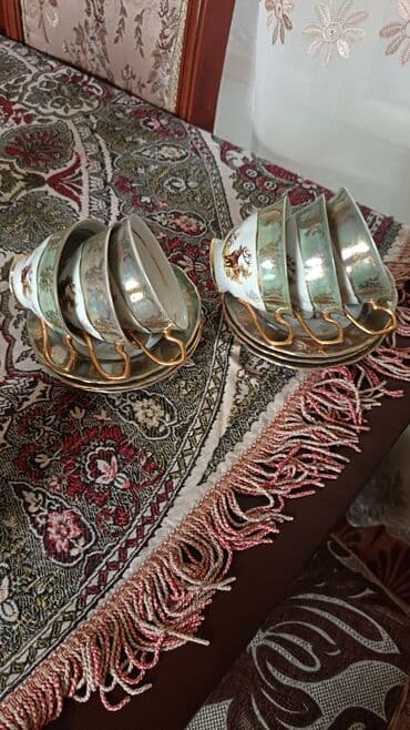 serviz destleri: Çay dəsti, rəng - Qızılı, Farfor, Çexiya — 4