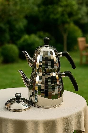 dəm cayniki: Yeni, rəng - Gümüşü, Dəm caydanı, Paslanmayan polad, 2,5 bucket volume l, Türkiyə — 1