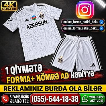 Qarabağ FK ağ rəngli futbol forması dəsti - Dəst: köynək + şortik -