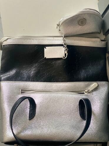 adidas dəstləri: Qadın çantası – gümüşü və qara rəng kombinasiyası - Material — 2