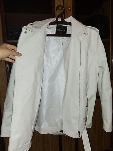 Ağ rəngli biker üslublu qadın gödəkçəsi (MEECY) M razmer - Rəng