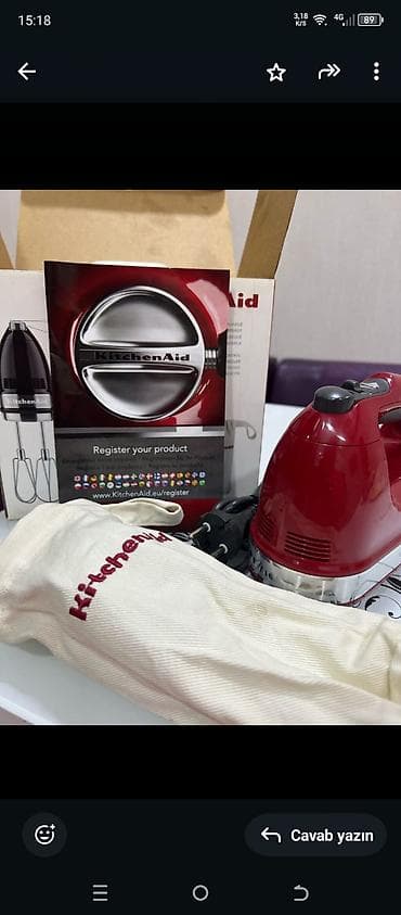 əl utusu: KitchenAid 9 Speed Hand Mixer – əl mikseri Xüsusiyyətlər: - 9 sürət — 2
