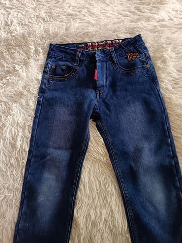 детские американские вещи: Uşaq cins şalvarı - Rəng: tünd mavi (yüngül solğun effektlə) - — 1