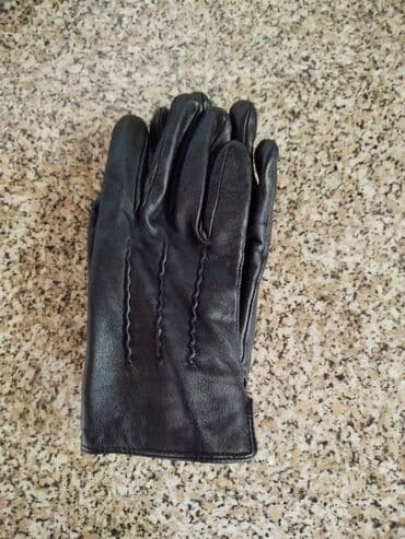 Qara dəridən klassik əlcəklər - Material: yumşaq təbii dəri (xaric)