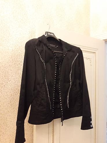 nabi smart watch: Qadın qara yüngül jaket - Rəng: qara - Dizayn: ön hissədə parlaq — 3