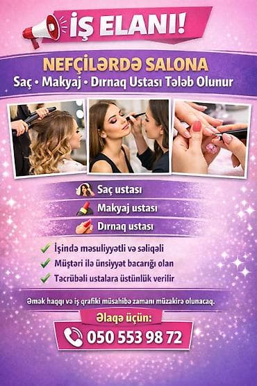 Paltar tikişi: Əl işinə güvənən saç makyaj dırnaq ustası tələb olunur ünvan nefcilər — 1