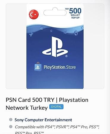 reqemsal kamera: PSN Kartı – 500 TRY (PlayStation Network Turkey), rəqəmsal kod — 1