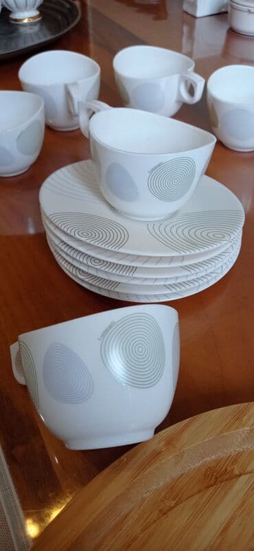 Süfrə qab-qacaqı: Çay dəsti, rəng - Ağ, Farfor, 6 nəfərlik, Fransa — 4