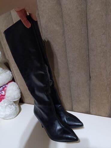 черные мужские сапоги: Ботфорты, Размер: 36, цвет - Черный, Б/у — 3