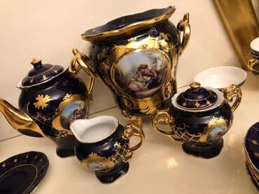 Qəhvə dəstləri və servizlər: Çay dəsti, rəng - Göy, Farfor — 3