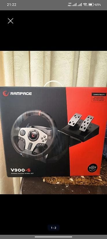 ps5 oyun: Rampage V900-S Gaming Racing Wheel Set - Tam dəst: sükan və 2 pedallı — 1