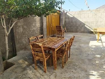 Bağ evləri, restoran (kafe pub ) üçün taxta masa ve oturacaq — 5