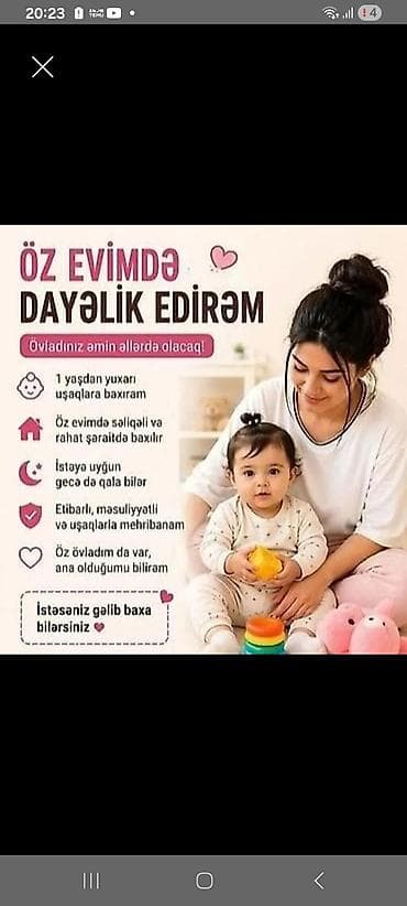 Öz evimdə dayə xidməti - 1 yaşdan yuxarı uşaqlara nəzarət və qayğı - lalafo.az -da Öz evimdə dayə xidməti - 1 yaşdan yuxarı uşaqlara nəzarət və qayğı -