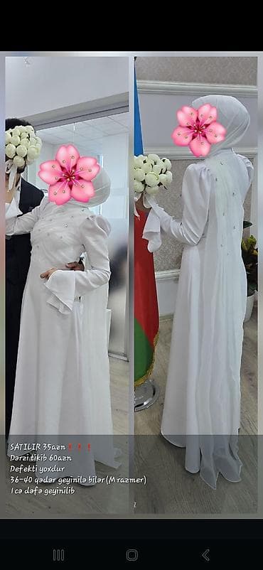 2ci əl geyimlər: Ağ rəngli, zərif üslubda hicablı gəlin/nikah geyim — 1