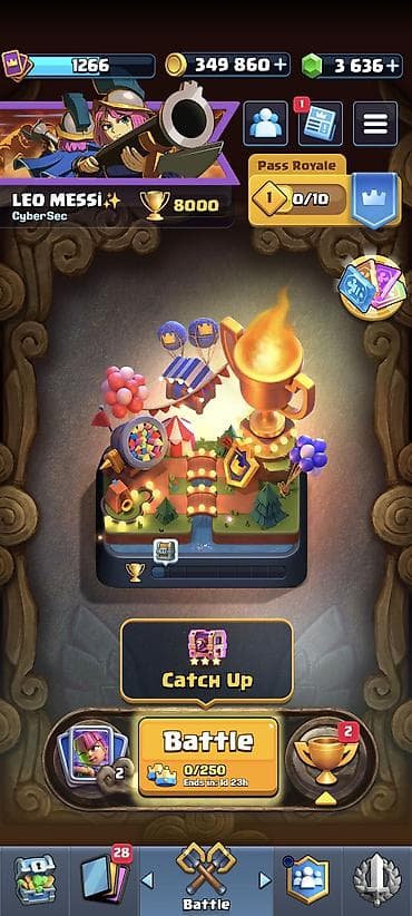 İdeal clash royale hesabı
8000 kupa
3600 elmas 
5 evo
3 hero
