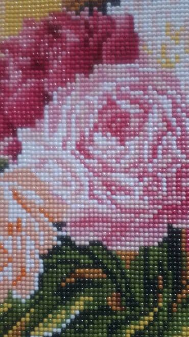 продам картины: Готовая алмазная мозаика ПИОНЫ. Нужно лишь вставить в рамку. Стразы — 5