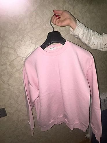 Pastel çəhrayı rəngdə uniseks svitşot - Model: crewneck (dairəvi