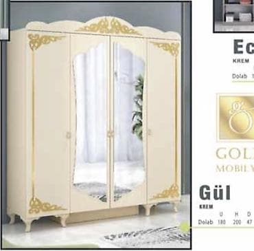 paltar dolab: Gül model paltar dolabı – krem rəng Fabrik istehsalı mebellərin — 1