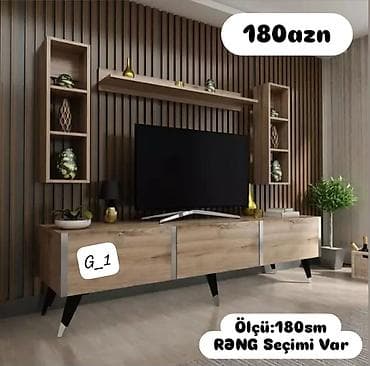 şeki: TV stendi və divar rəf dəsti - Qiymət: 180 AZN (şəkildə göstərilib) - — 1