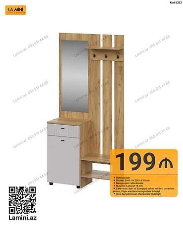 Dəhliz Dolabı – La Mini (Kod: 5332) - Ölçülər: D 40 × H 200 × E 90 sm — 1