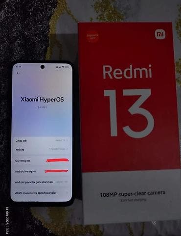 telefon redmi note 11: Redmi 13, 256 GB, rəng - Mavi, Barmaq izi, Simsiz şarj, İki sim kartlı — 4