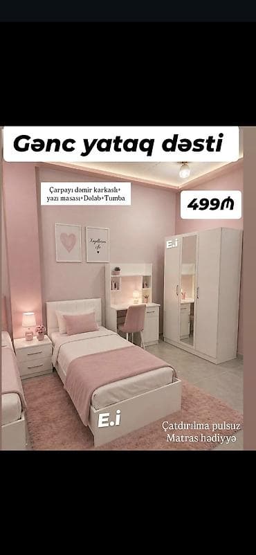Gənc yataq dəsti Tərkibi: - Dəmir karkaslı çarpayı - Yazı masası — 1