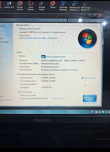 2tb hard disk: Toshiba noutbuk Texniki xüsusiyyətlər: - Prosessor: Intel Core 2 Duo — 2