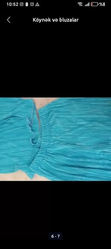 dəst geyimlər: Məhsul: Qadın dəsti – köynək və şalvar Brend: COLLOVER (etiketdə “44” — 5