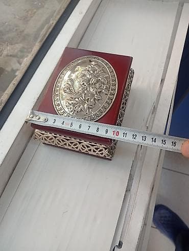 ev dekor: Taxta və metal işləməli dekorativ qutu - Material: Tünd qəhvəyi — 6