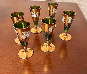 servant qablari: Qədəhlər, rəng - Qızılı, Şüşə, 6 ədədli dəst — 2