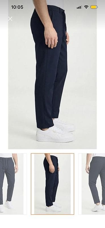 polo şalvar: Məhsul: Kişi şalvarı – tünd göy - Kəsim: Slim-fit, düz paça; gündəlik — 3