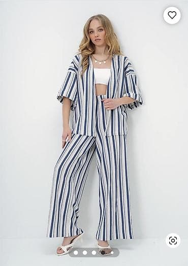 desd paltarlar: Qadın dəst – zolaqlı kimono və enli şalvar satilir — 4