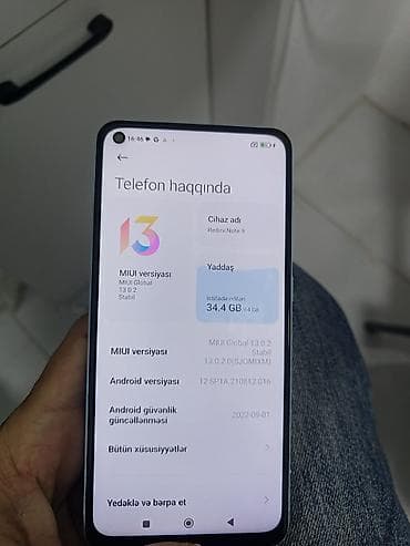 printer telefon: Redmi Note 9, 64 GB, rəng - Ağ, Barmaq izi — 1