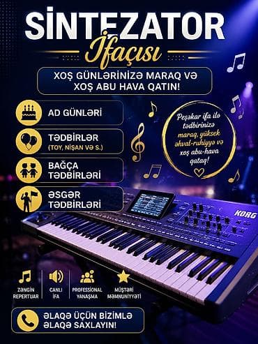 Xidmətlər: Sintezator ifaçısı xidməti Peşəkar ifa ilə tədbirinizə maraq, yüksək — 1