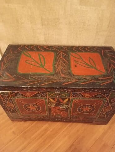 sandiqlar: Əl işi boyalı taxta sandıq - Material: massiv taxta - Üzərində — 1