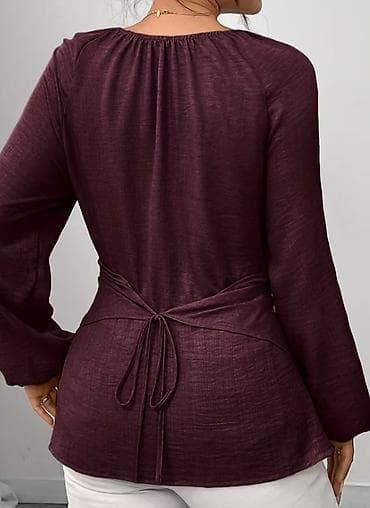 Svitşotlar: Bordo rəngdə qadın bluz - Yumşaq toxumalı, nazik və rahat parça - Ön — 2