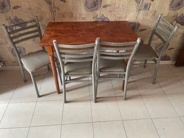 Mətbəx üçün, Açılmayan, Dördbucaq masa, 4 stul