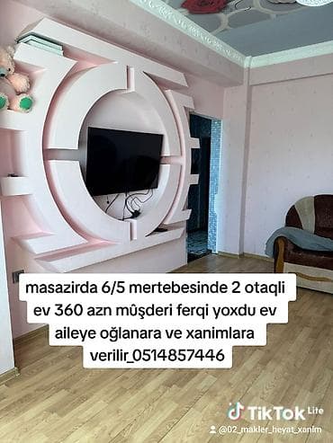 Masazirda 6/5 mertebesinde 2 otaqli ev 360 azn mûşderi ferqi